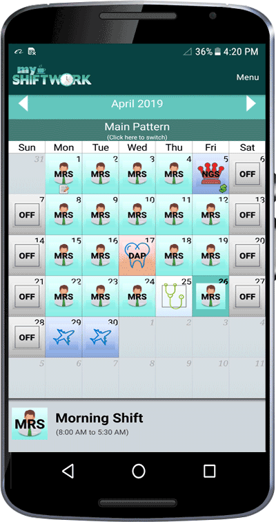 Useful and simple calendar app for shift workers MyShiftWork